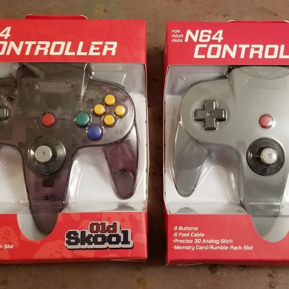 2 N64 Controllers - Grey & Atomic Purple (NEW) - Nintendo64